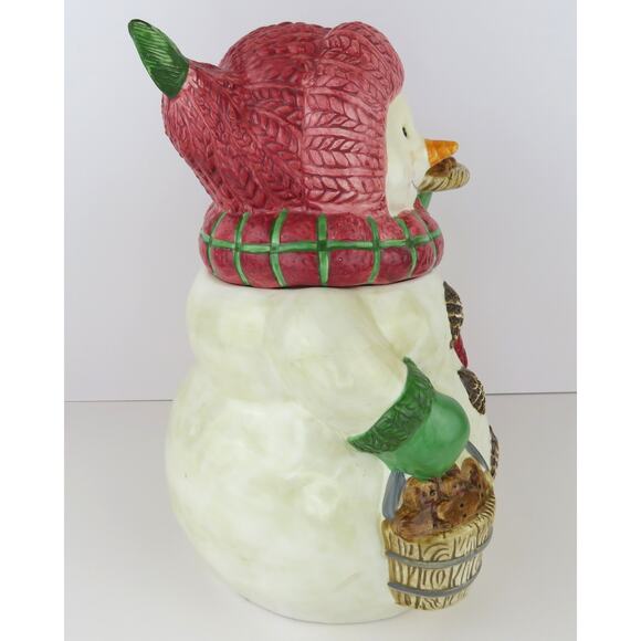 BICO Snowman Cookie Jar 11” Ceramic Holiday Gingerbread Christmas Kitchen Decor - Picture 4 of 14